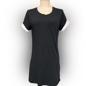 YOUNG FABULOUS AND BROKE black t shirt mini dress with sequined sleeve trim